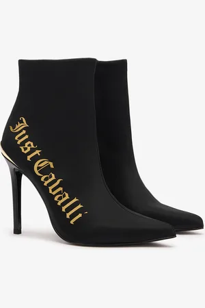 Roberto Cavalli Pointed-toe Ankle Boots With Logo - Female Boots 36
