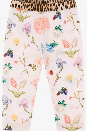 Roberto Cavalli Sweatpants With Flowers, Fruits And Jaguar Skin Print - Female Ready To Wear 06m
