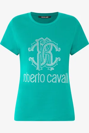 Roberto Cavalli T-shirt With Rc Monogram And Logo With Studs - Female Women S