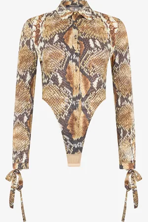 Roberto Cavalli Python Print Shirt Bodysuit - Female Blouses & Tops 40