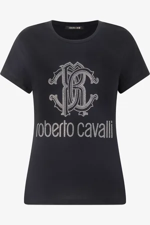 Roberto Cavalli T-shirt With Rc Monogram And Logo With Studs - Female T-shirts S