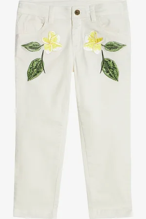 Roberto Cavalli Pants With Embroidered Flowers - Female Ready To Wear 04a