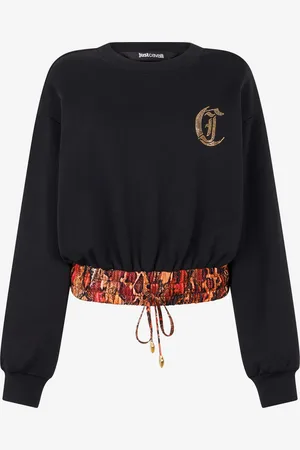 Roberto Cavalli Cotton Sweatshirt With Python Band - Female T-shirts & Sweatshirts S