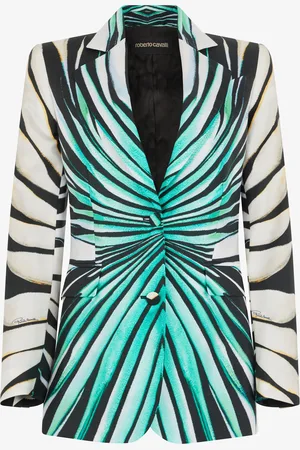 Roberto Cavalli Ray Of Sea Print Silk Blazer - Female Ready To Wear 38