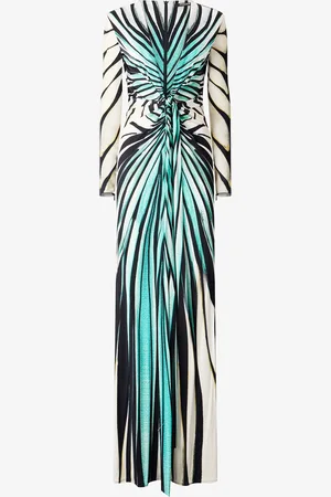 Roberto Cavalli Ray Of Sea Print V-neck Dress - Female Dresses 38