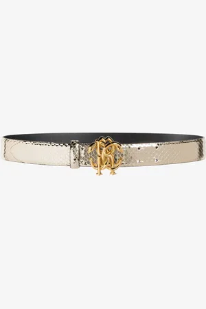Roberto Cavalli Mirror Snake Leather Belt - Female Accessories 80