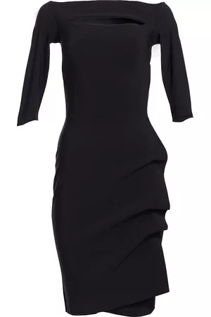 CHIARA BONI Women's Kate Ruffled Three-Quarter Sleeve Bodycon Dress - Black - Size 2 - Black - Size 2