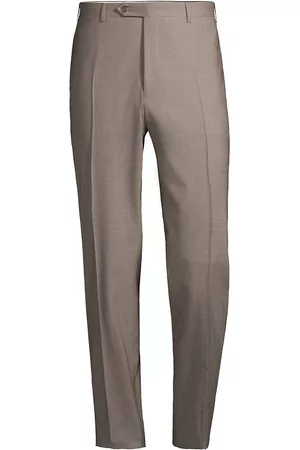 CANALI Men Stretch Pants - Men's Stretch Wool Trousers - Light Brown - Size 37 - Light Brown - Size 37