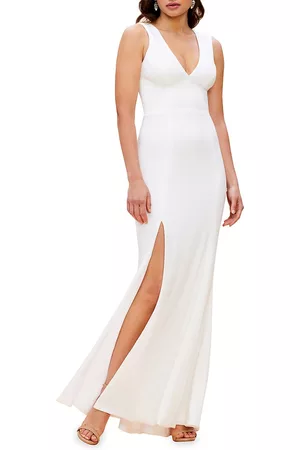 Dress The Population Women Evening dresses - Women's Sandra Crepe Slit Gown - Off - Size XXL