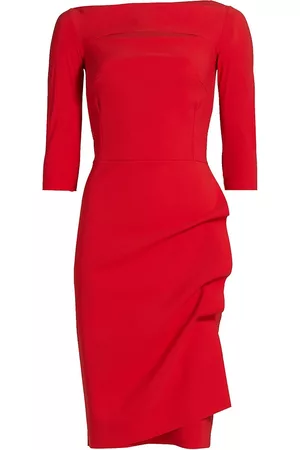 CHIARA BONI Women Bodycon Dresses - Women's Kate Ruffled Three-Quarter Sleeve Bodycon Dress - Passion - Size 2 - Passion - Size 2