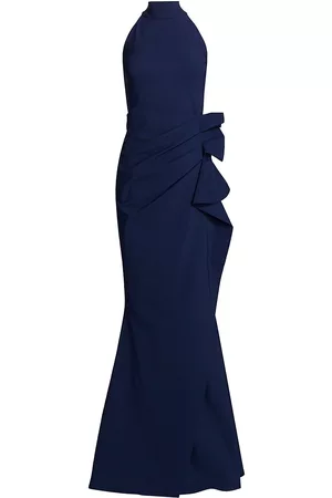CHIARA BONI Women's Halter Ruffle Gown - Notte - Size 14