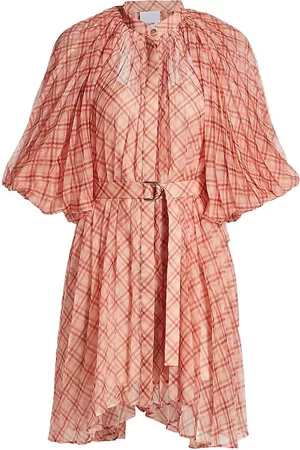 Acler Women Plaid Dresses - Women's Preston Plaid Dress - Peach Plaid - Size 6 - Peach Plaid - Size 6