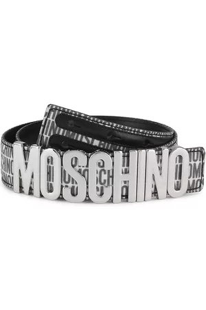 Moschino Men Belts - Men's Monogram Logo Leather Belt - White Multi - Size 38 - White Multi - Size 38