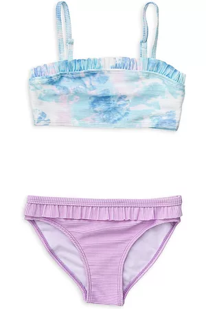 Snapper Rock Little Girl's & Girl's 2-Piece Sky Dye Frilled Bandeau Bikini