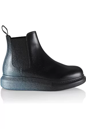 Alexander McQueen Women Chelsea Boots - Women's Treadslick Gradient Leather Chelsea Boots - Black Blue - Size 7.5 - Black Blue - Size 7.5