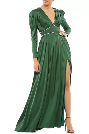 Mac Duggal Satin Embellished Empire Gown