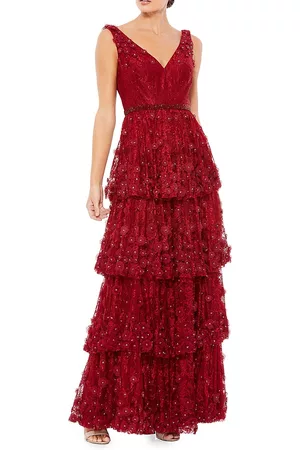 Mac Duggal Floral Tiered Gown