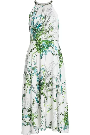 Teri Jon by Rickie Freeman Embellished Halter Midi-Dress