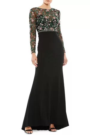 Mac Duggal Floral Beaded Gown