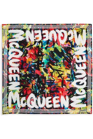 Alexander McQueen Women Scarves - Women's Graffiti-Print Silk Scarf - Multi Colour - Multi Colour