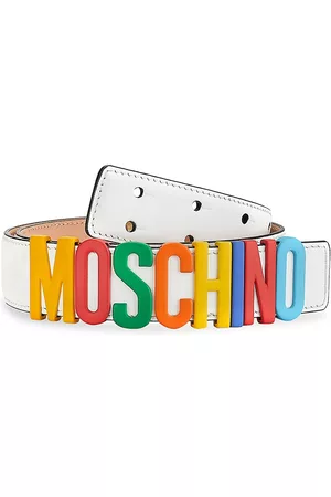 Moschino Multicolor Logo Buckle Leather Belt