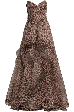 BASIX Women Printed & Patterned Dresses - Women's Leopard Ruffled Gown - Animal - Size 12 - Animal - Size 12