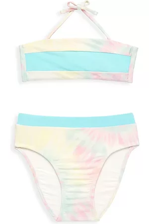 PQ Little Girl's & Girl's Tie-Dye Colorblock 2-Piece Bikini Set
