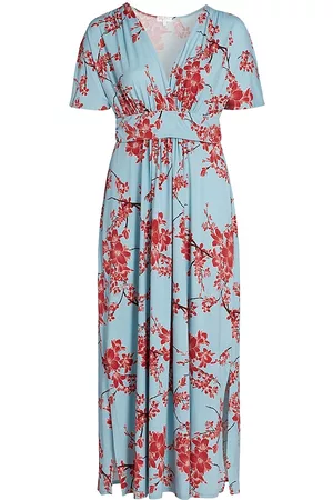 Kiyonna Women Graduation Dresses - Women's Vienna Short-Sleeve Maxi Dress - Cherry Blossom - Size 10 - Cherry Blossom - Size 10