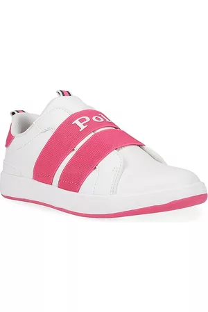 Ralph Lauren Girls Flat Shoes - Girl's Heritage Court Slip-On Sneakers - White - Size 11 (Child)