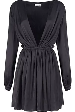 Halston Heritage Leila Satin V-Neck Cutout Minidress