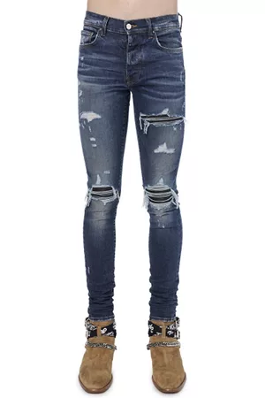 AMIRI Mx1 Leather Patch Skinny Jeans