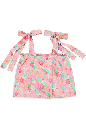 Something Navy Baby Girl's, Little Girl's & Girl's Floral Tie-Shoulder Top - Pink Floral - Size 8