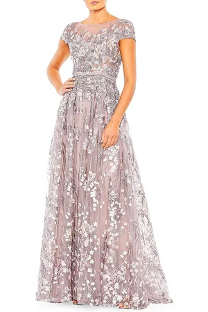 Mac Duggal Beaded & Floral-Embroidered Gown