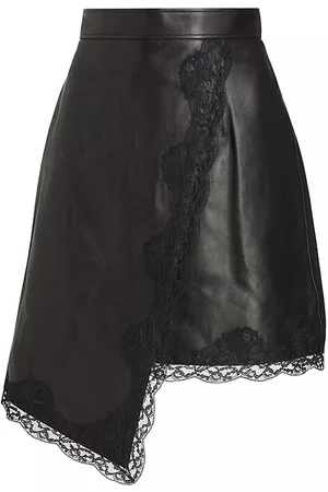 Alexander McQueen Women's Leather Asymmetric Skirt - Black - Size 0