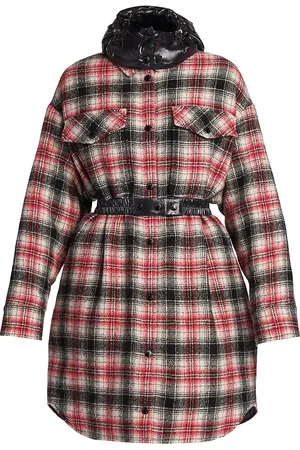 Moncler Mainline Hooded Flannel Shirtdress