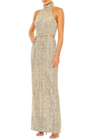 Mac Duggal Ieena Sequined Halter Gown