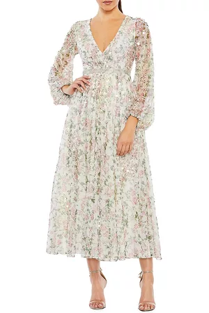 Mac Duggal Cocktail Floral Midi-Dress