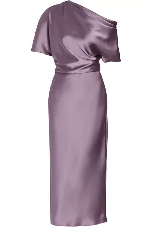 Amsale Draped Satin Pencil Midi-Dress