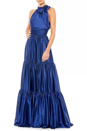Mac Duggal Tiered Bow Neck Gown