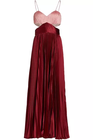 AMUR Elodie Pleated Cut-Out Gown
