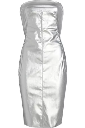 Rick Owens Women Strapless Dresses - Women's Cotton-Blend Strapless Bustier Dress - Aluminium - Size 4 - Aluminium - Size 4
