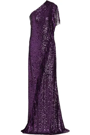 Badgley Mischka Sequin Fringe Floor-Length Gown