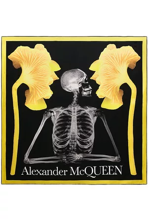 Alexander McQueen Mushroom Skeleton Silk Twill Square Scarf
