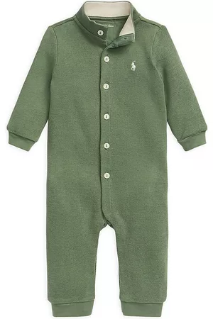 Ralph Lauren Baby Rompers - Men's Baby's Solid Interlock Coveralls - Green - Size 18 Months - Green - Size 18 Months