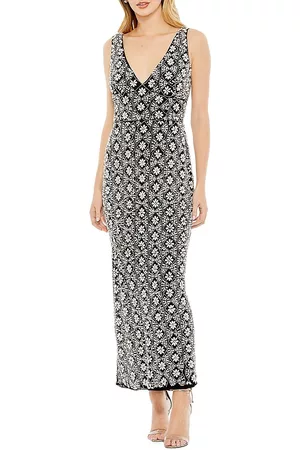 Mac Duggal Beaded Sleeveless V-Neck Gown