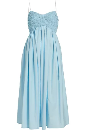 Cecilie Bahnsen Women's Textured Bustier Midi-Dress - Light Blue - Size 10