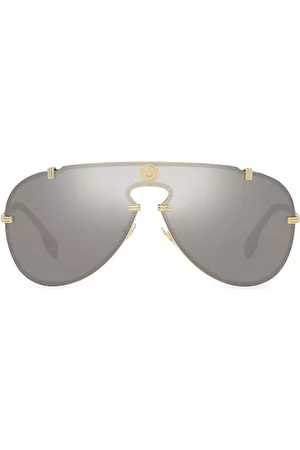 VERSACE Men Sunglasses - Men's 43MM Mirrored Metal Sunglasses - Gold - Gold