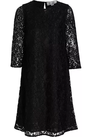 Caroline Rose Women Casual Dresses - Women's Flora Lace Knit Swing Dress - Black - Size Large - Black - Size Large