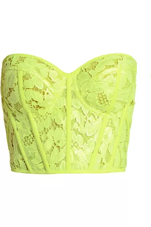Alexander McQueen Women Strapless Tops - Cropped Strapless Lace Bustier