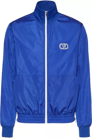 VALENTINO Men Jackets - Men's Logo-Embroidered Track Jacket - Blue - Size 42 - Blue - Size 42